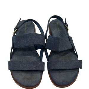 Cole Haan Denim Slingback Flat Sandals Women Blue Casual‎ Comfort Size Unknown